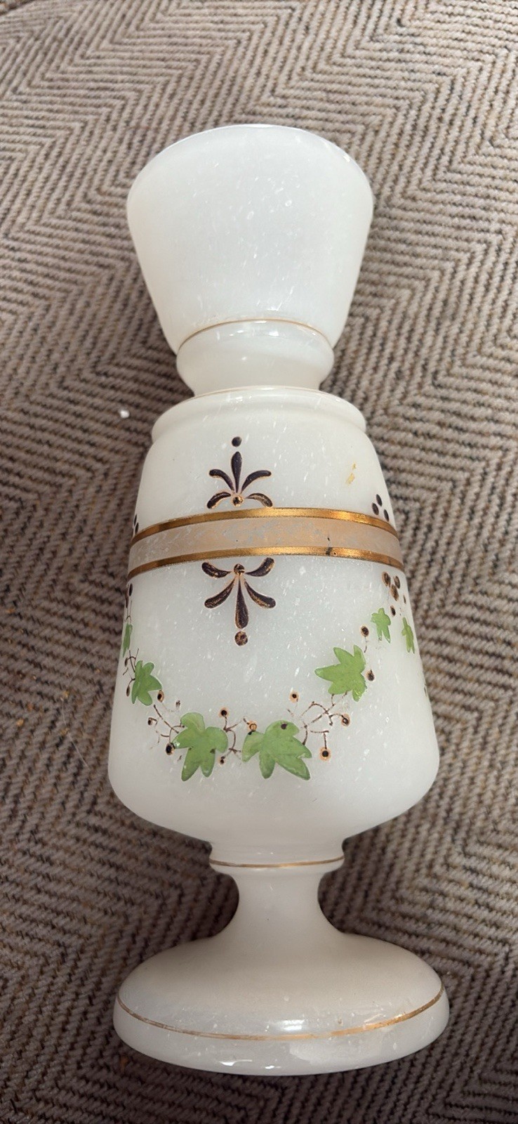 Vintage Bristol White Glass Vase, Victorian Era