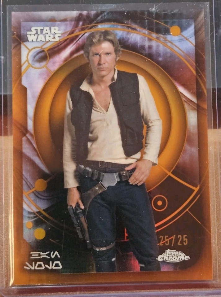 HAN SOLO 2026 TOPPS CHROME STAR WARS AUREBESH ORANGE REFRACTOR REF #25/25 OMEGA