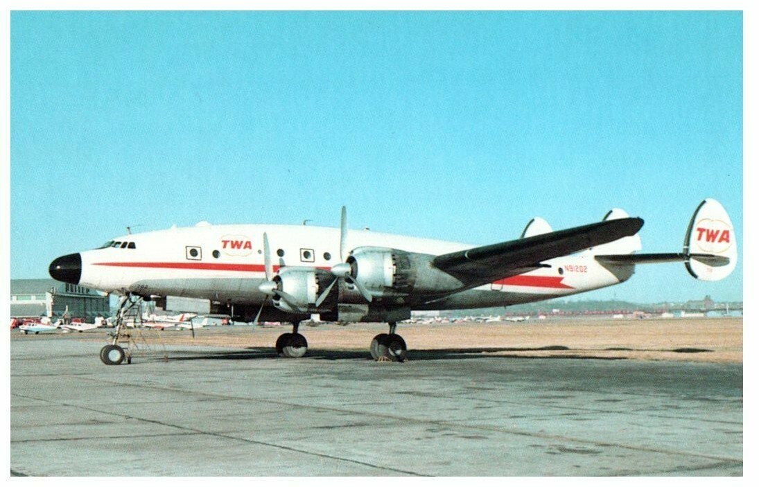 Trans World Airlines Lockheed L749 Airplane Postcard at Kansas City Trans World Airlines Lockheed L749 Airplane Postcard at Kansas City