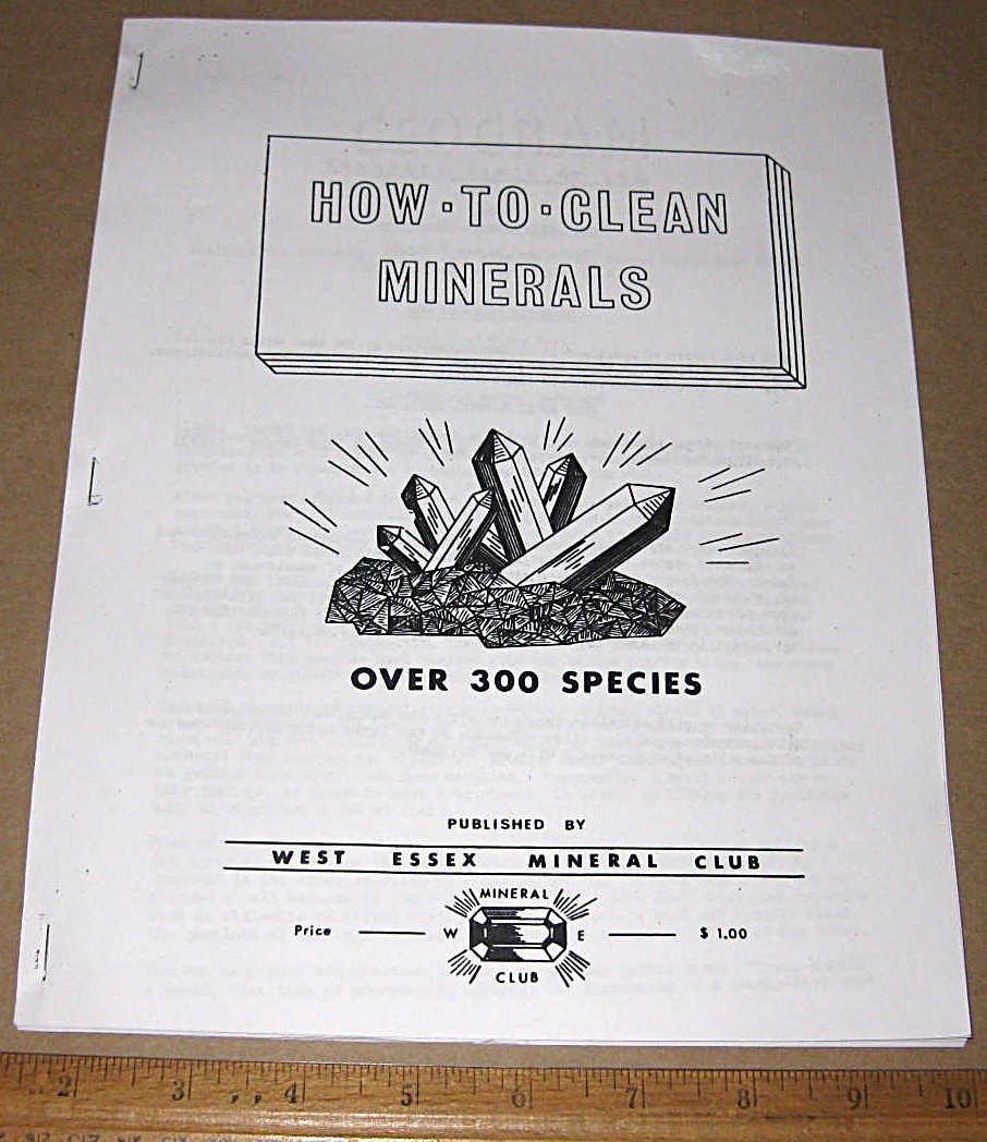 HOW TO CLEAN MINERALS by Bertrand 1963 West Essex Mineral Club Preservation