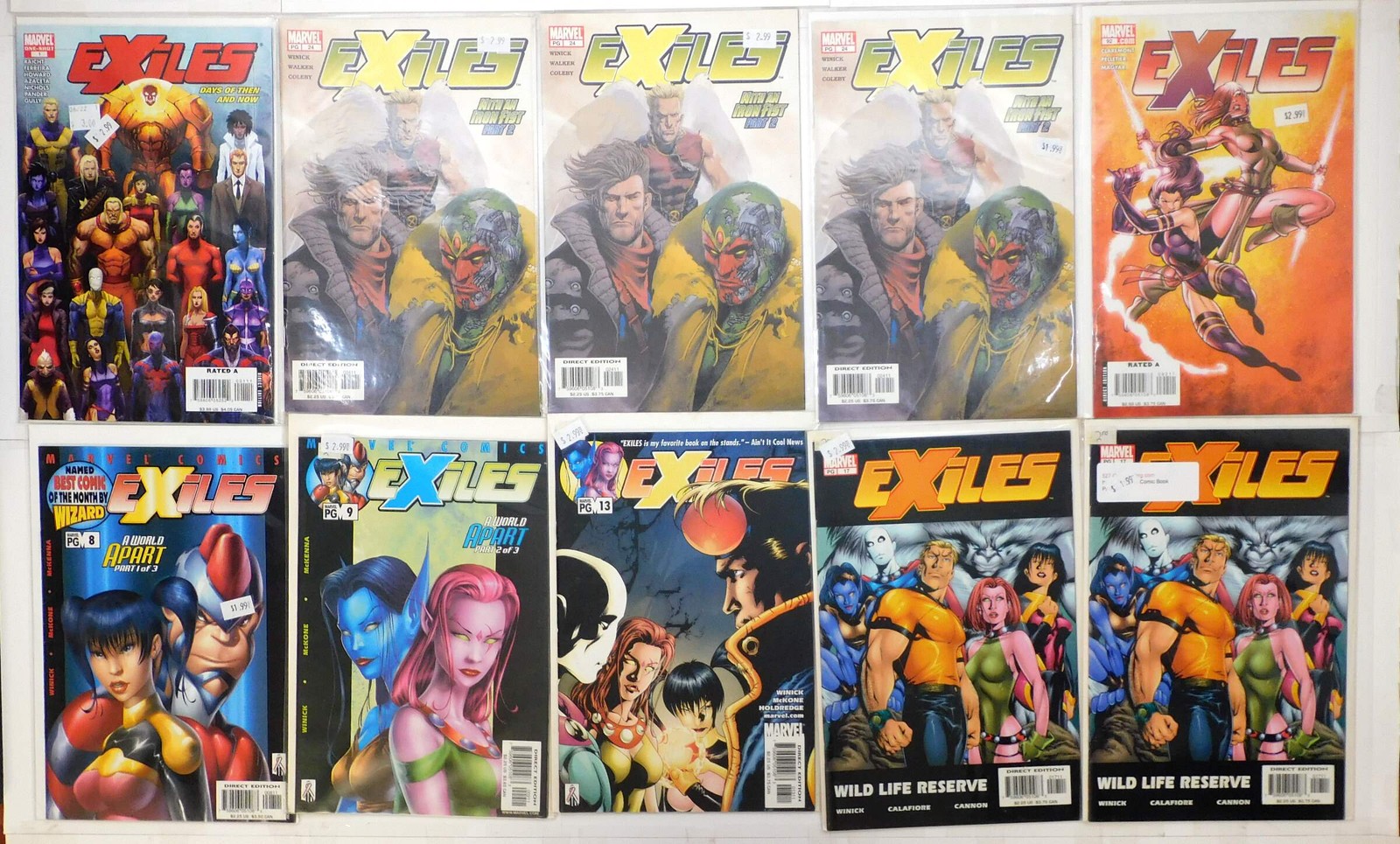 Exiles Lot 10 #8, 9, 13, 17 x2, 24 x3, 92, Days 1 2002 Marvel 1st Print Comics Exiles Lot 10 #8, 9, 13, 17 x2, 24 x3, 92, Days 1 2002 Marvel 1st Print Comics