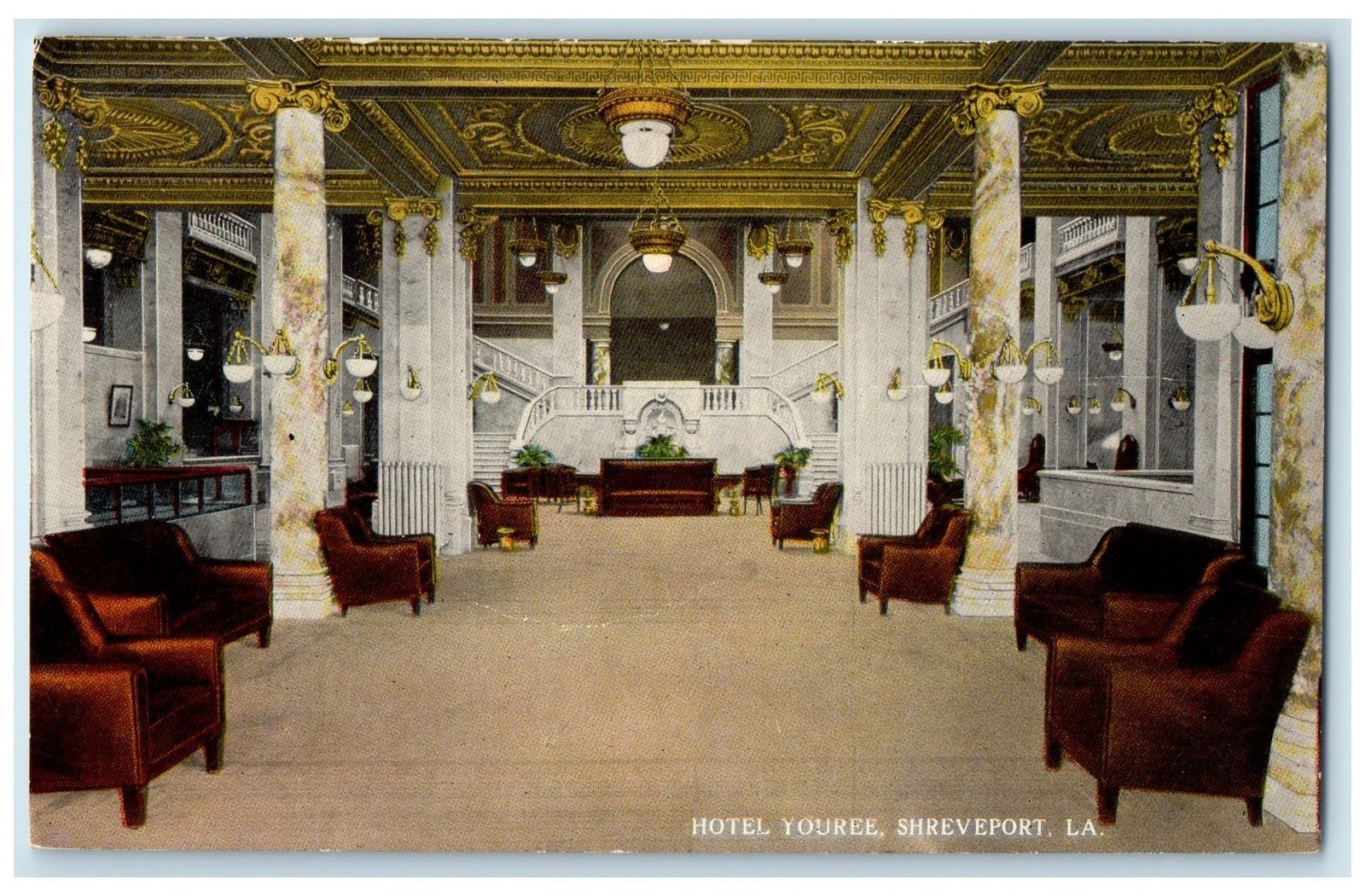 c1910\'s Hotel Youree Interior Lounge Shreveport Louisiana LA Unposted Postcard c1910\'s Hotel Youree Interior Lounge Shreveport Louisiana LA Unposted Postcard