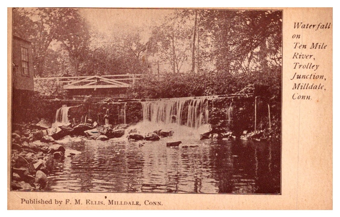 Connecticut Milldale , Waterfall on Ten Mile River, Trolley Junction Connecticut Milldale , Waterfall on Ten Mile River, Trolley Junction