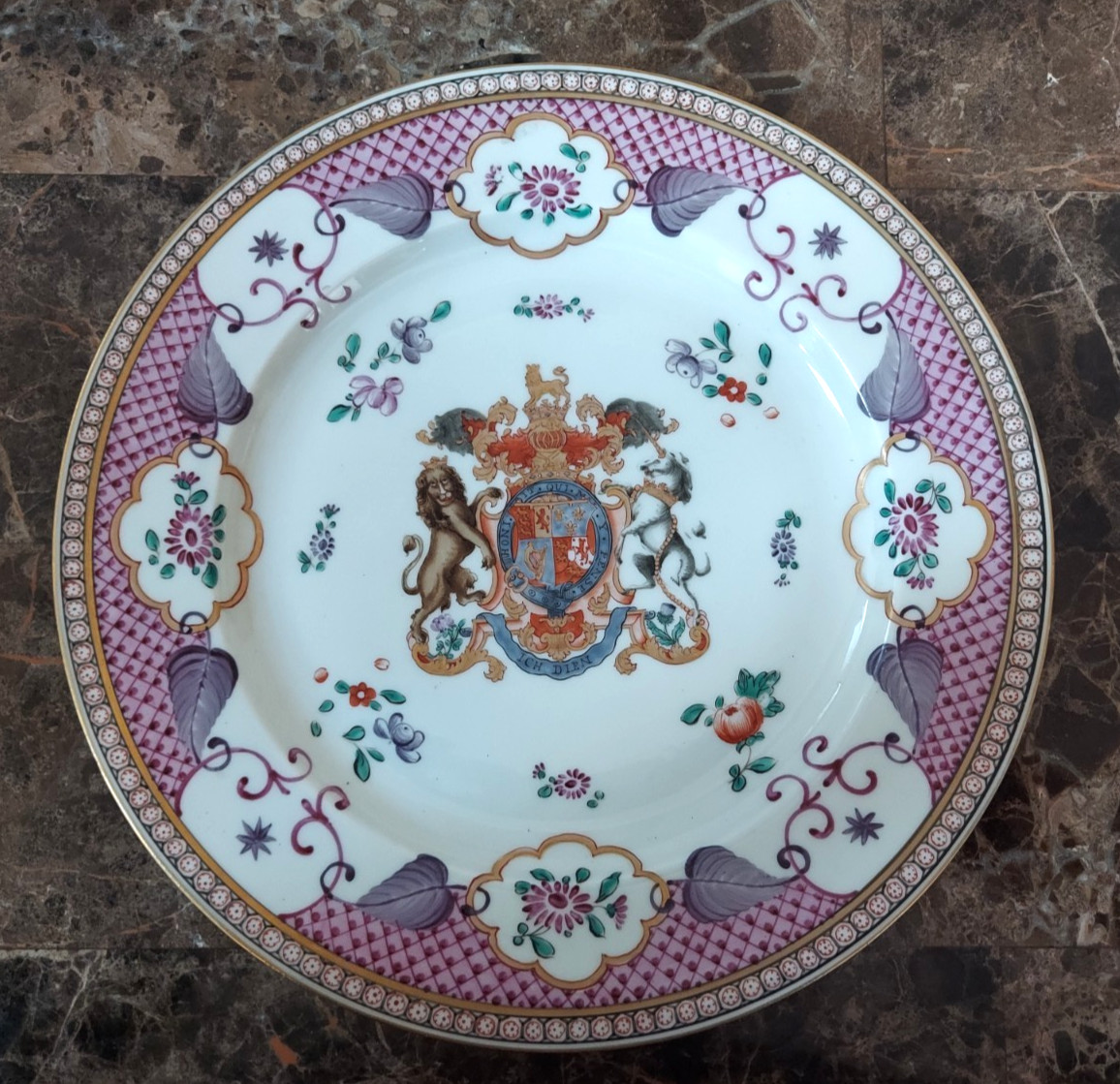 Antique Samson Armorial Porcelain Plate Chinese Export Style 9.5\