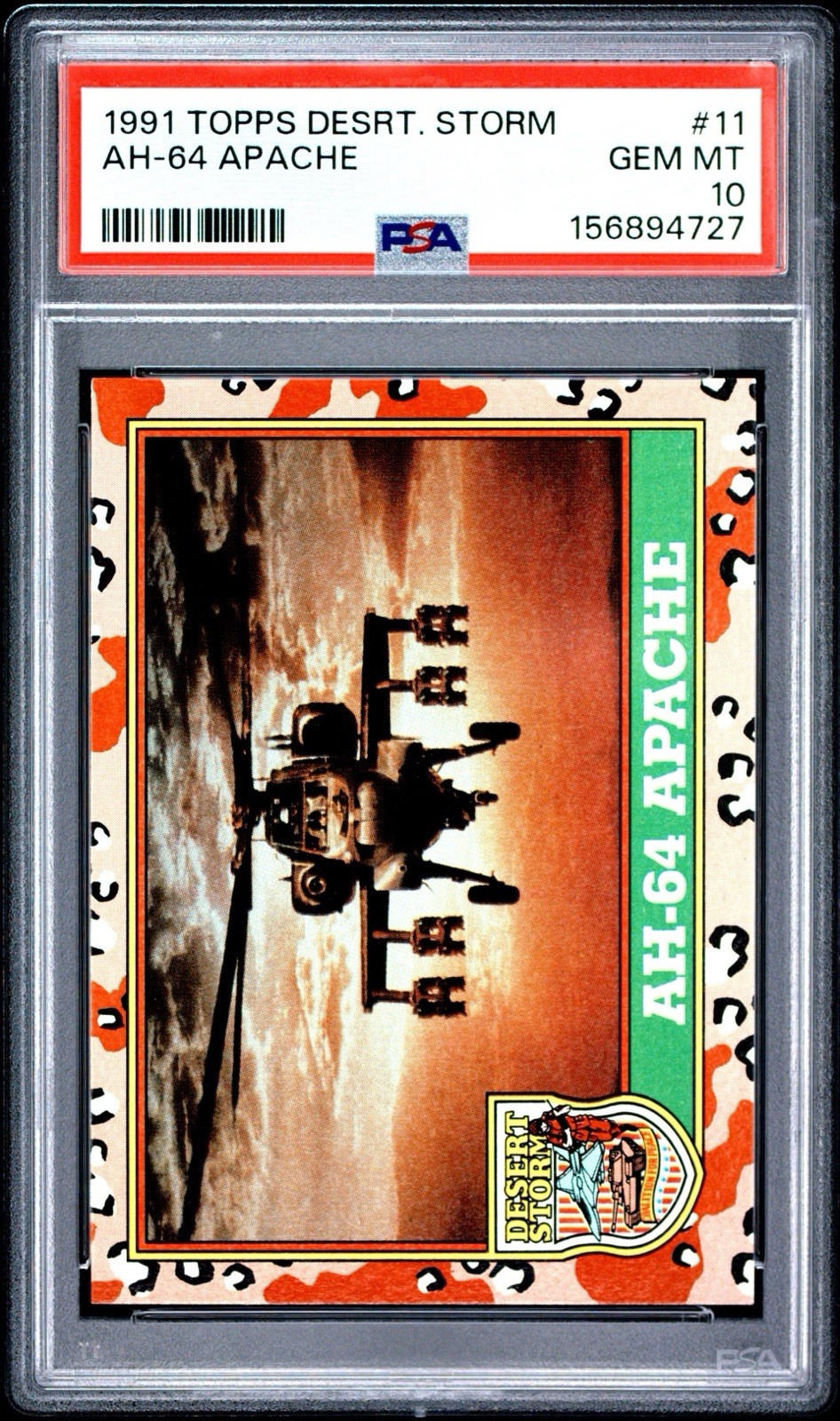 1991 TOPPS DESERT STORM #11 AH-64 APACHE POP 2 PSA 10 🚁 1991 TOPPS DESERT STORM #11 AH-64 APACHE POP 2 PSA 10 🚁