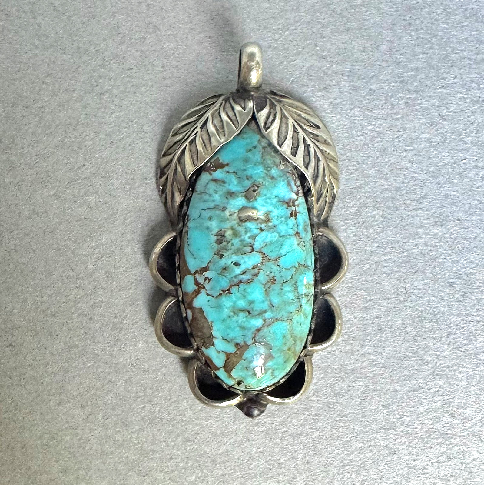 Old Pawn Navajo Sterling Silver Turquoise Pendant Old Pawn Navajo Sterling Silver Turquoise Pendant
