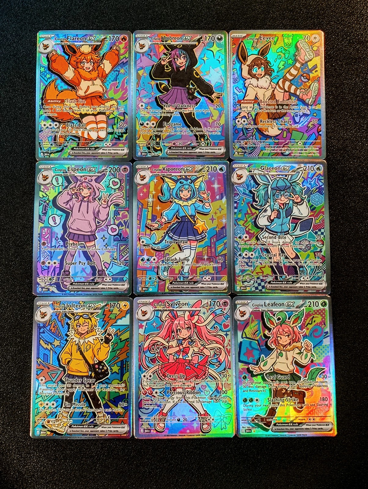 Eveelutions Foil Trainer Cosplay Custom Fan Art Homage Set Umbreon Sylveon Eevee