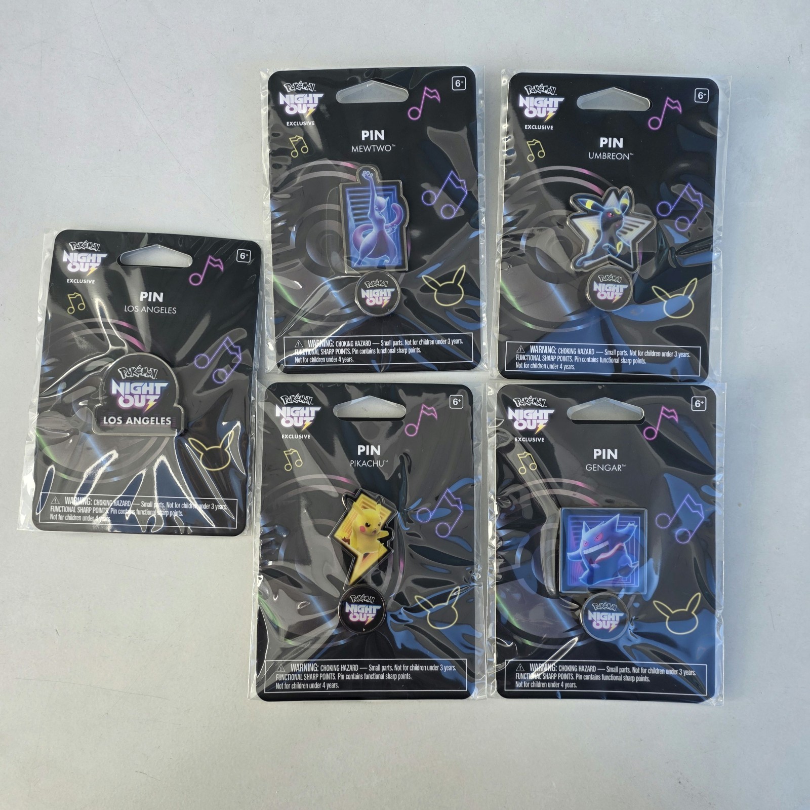 Pokemon Night Out Los Angeles Complete Pin Set