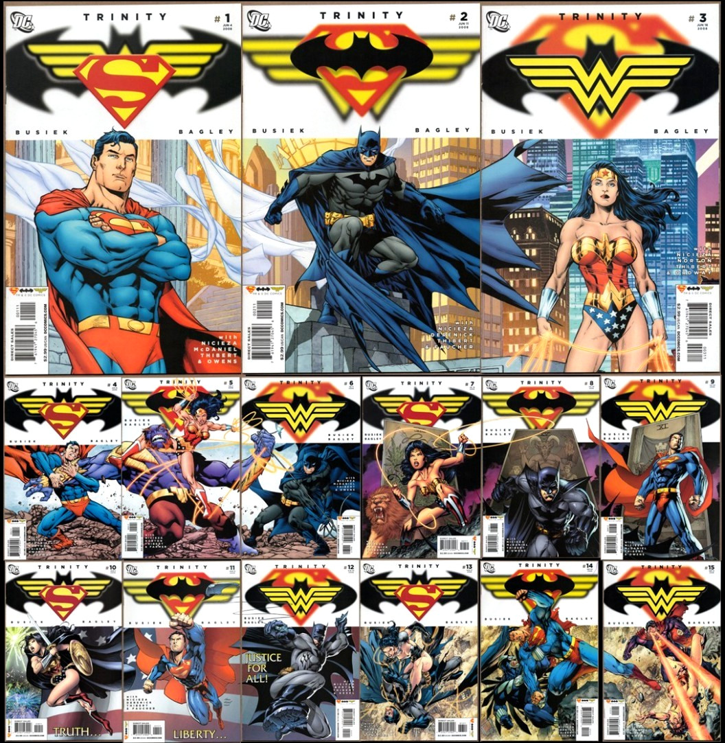 TRINITY #1-15 DC 2008 1ST Print Set BUSIEK BAGLEY 💥 WW BATS SUPES VFNM TRINITY #1-15 DC 2008 1ST Print Set BUSIEK BAGLEY 💥 WW BATS SUPES VFNM
