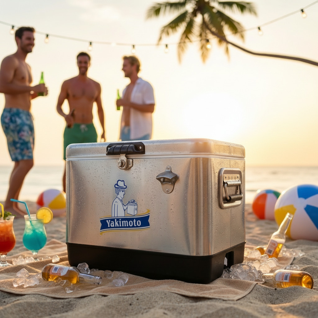 Yakimoto 54QT Large Metal Cooler Retro Ice Chest, 85-Can Capacity for Patio BBQ Yakimoto 54QT Large Metal Cooler Retro Ice Chest, 85-Can Capacity for Patio BBQ