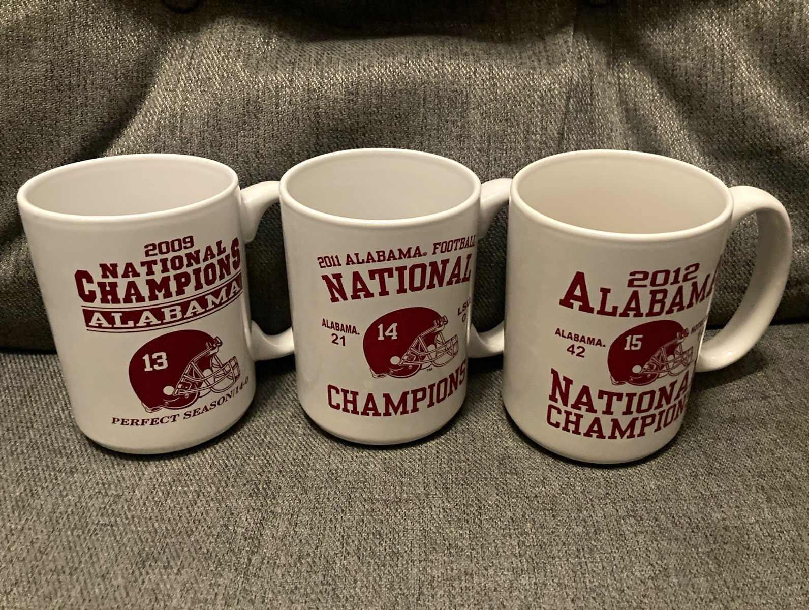 Alabama Crimson Tide National Champions Coffee Mug Set 2009 2011 2012