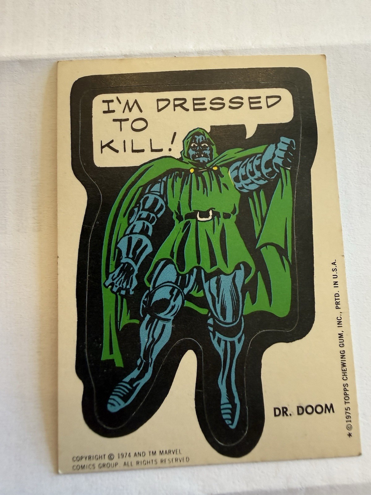 Topps 1975 Marvel Comic Book Heroes Stickers Dr. Doom Rookie Dressed to Kill