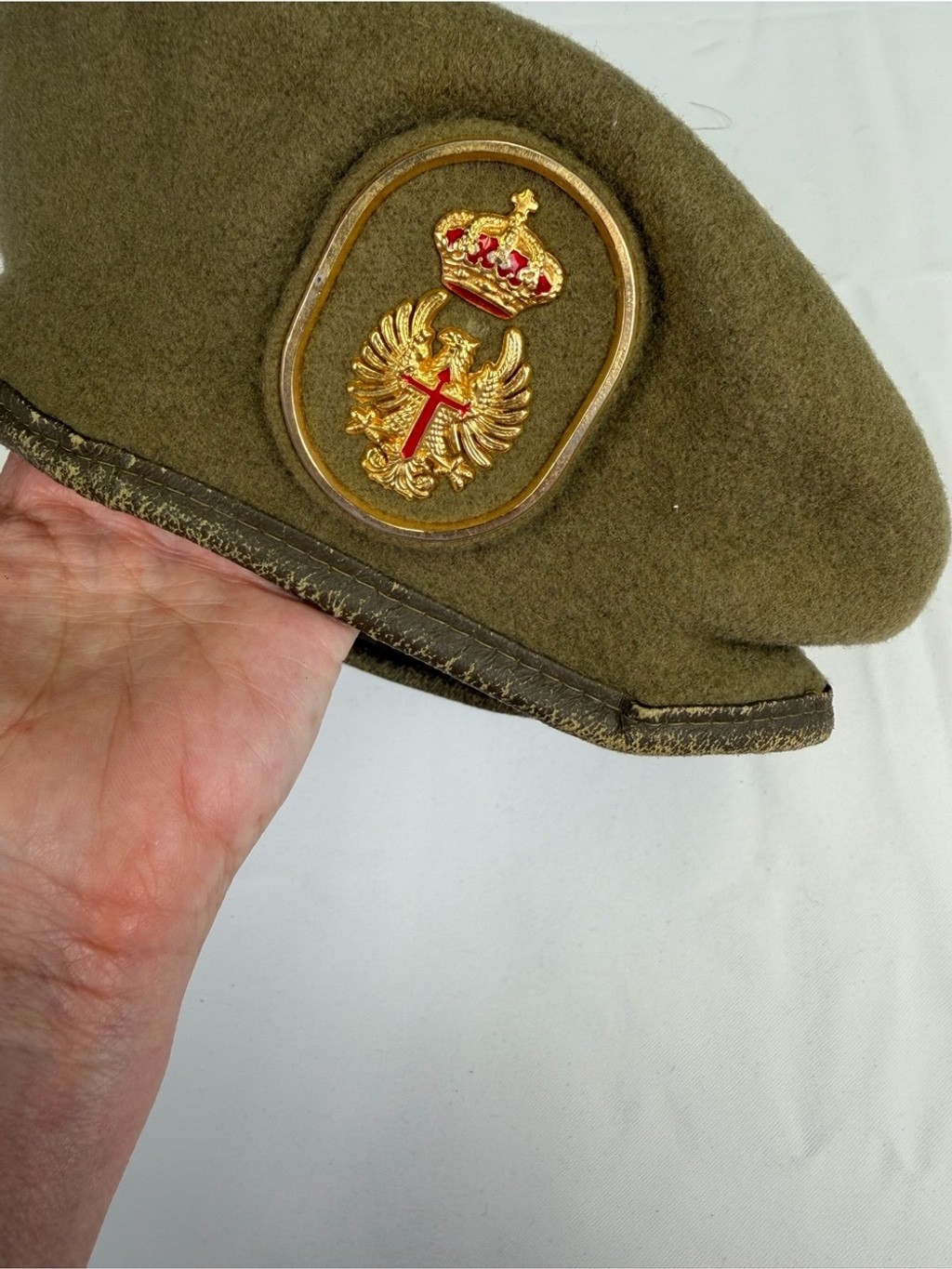 Authentic Spanish Military Beret with Crown Emblem Authentic Spanish Military Beret with Crown Emblem