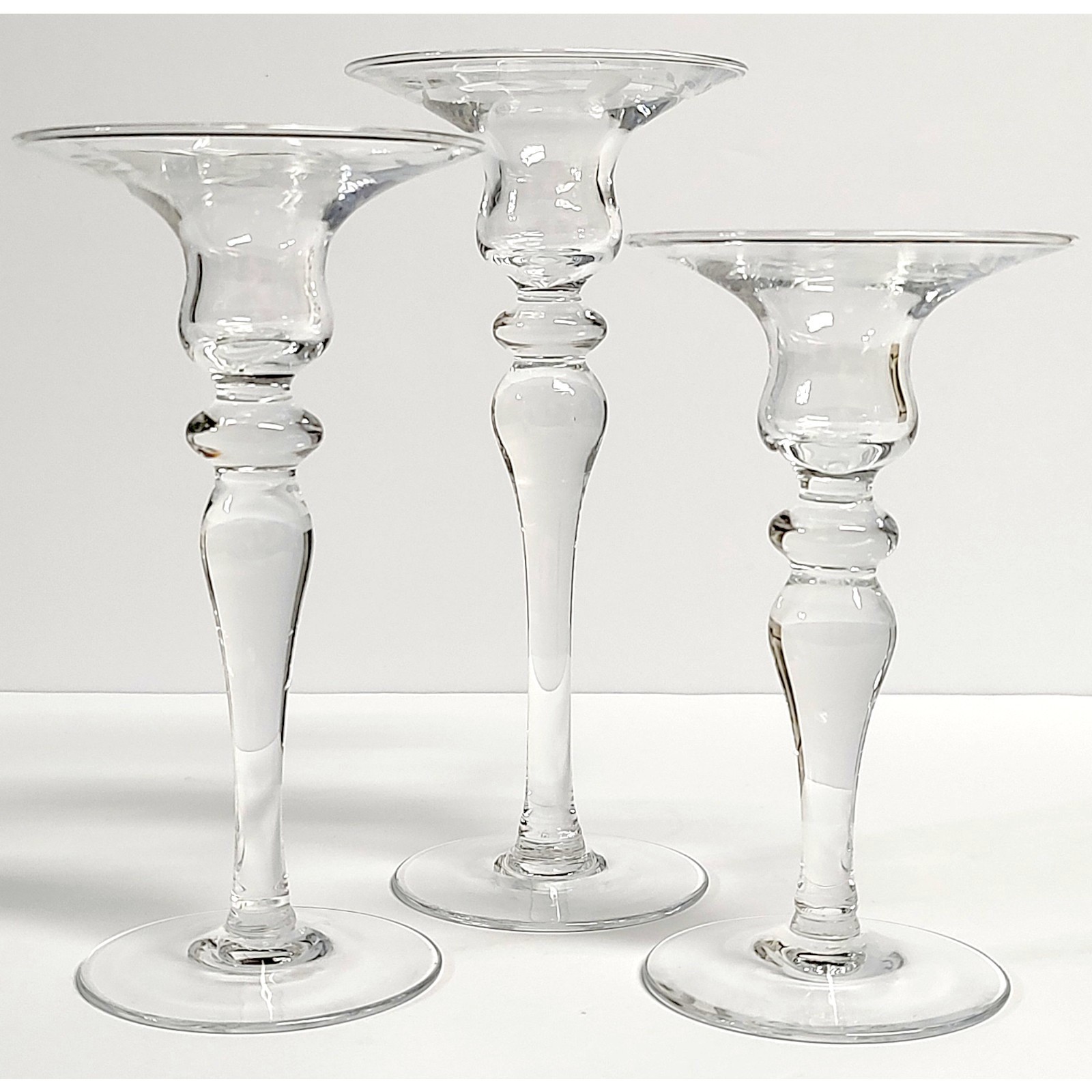 VTG 3pc Descending Size Princess House Heritage Pillar Candlestick Set