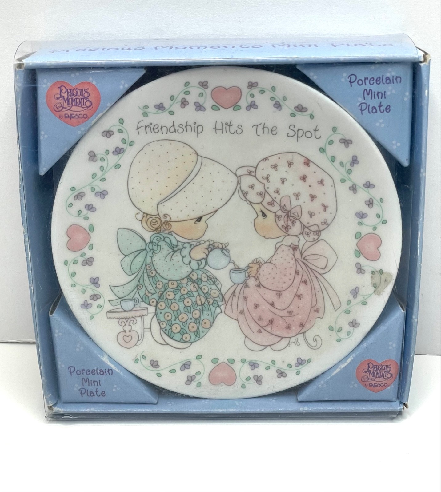 VINTAGE 1999 ENESCO PRECIOUS MOMENTS MINI PLATE FRIENDSHIP HITS THE SPOT