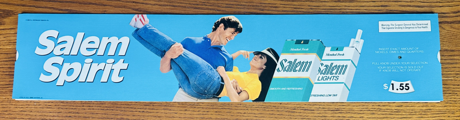 SALEM CIGARETTES VTG 1984 ADVERTISING DISPLAY SIGN ADJUSTABLE PRICE DIAL SPIRIT