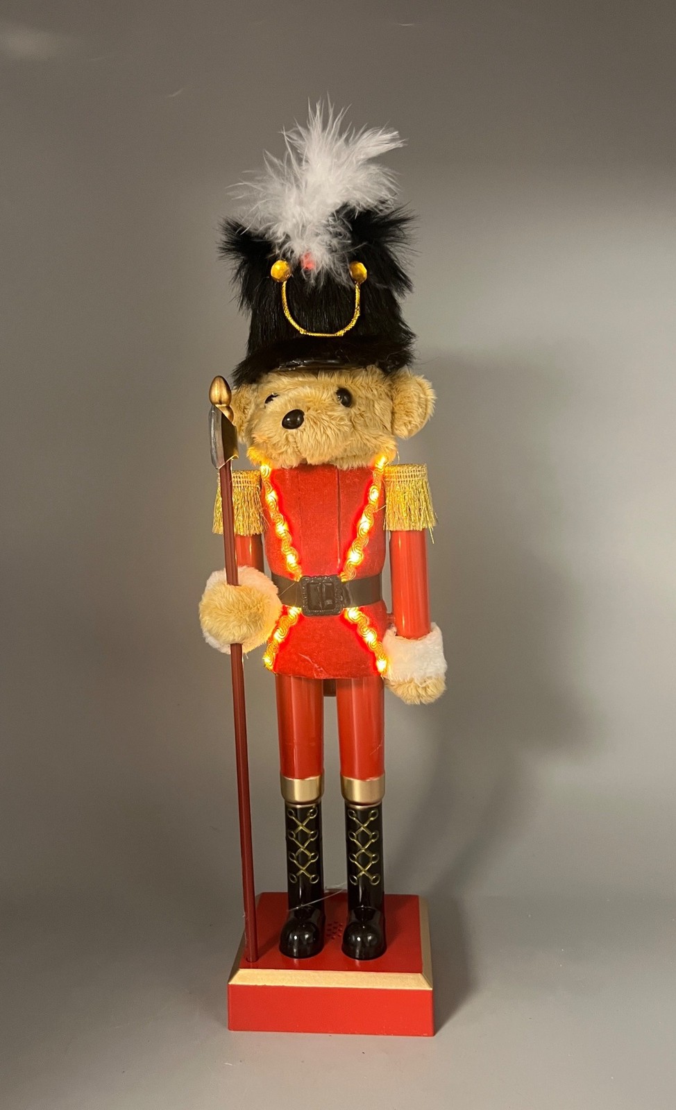 16” Lighted Teddy Bear Nutcracker Soldier Red Gold Christmas Decor 16” Lighted Teddy Bear Nutcracker Soldier Red Gold Christmas Decor