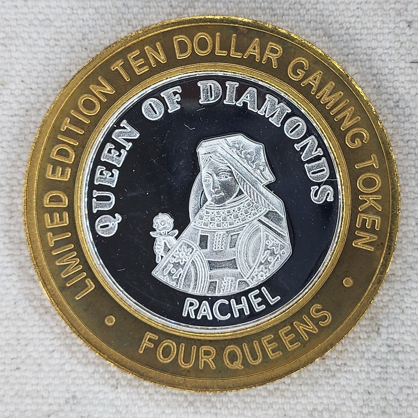 Four Queens Silver Strike $10 Queen of Diamonds Rachel .999 Limited