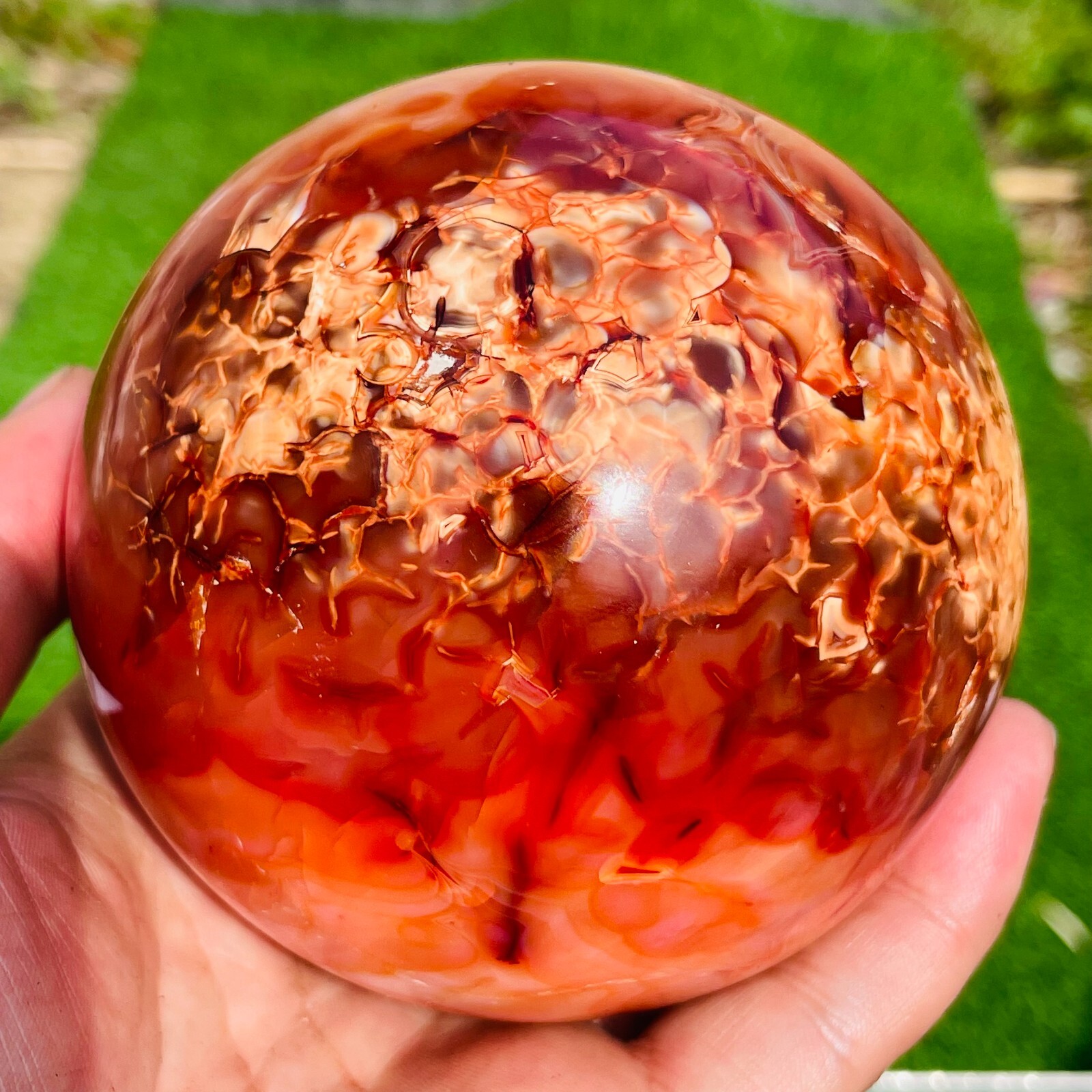 1043g Large Natural Red Carnelian Agate Ball Quartz Crystal Sphere Healing 1043g Large Natural Red Carnelian Agate Ball Quartz Crystal Sphere Healing