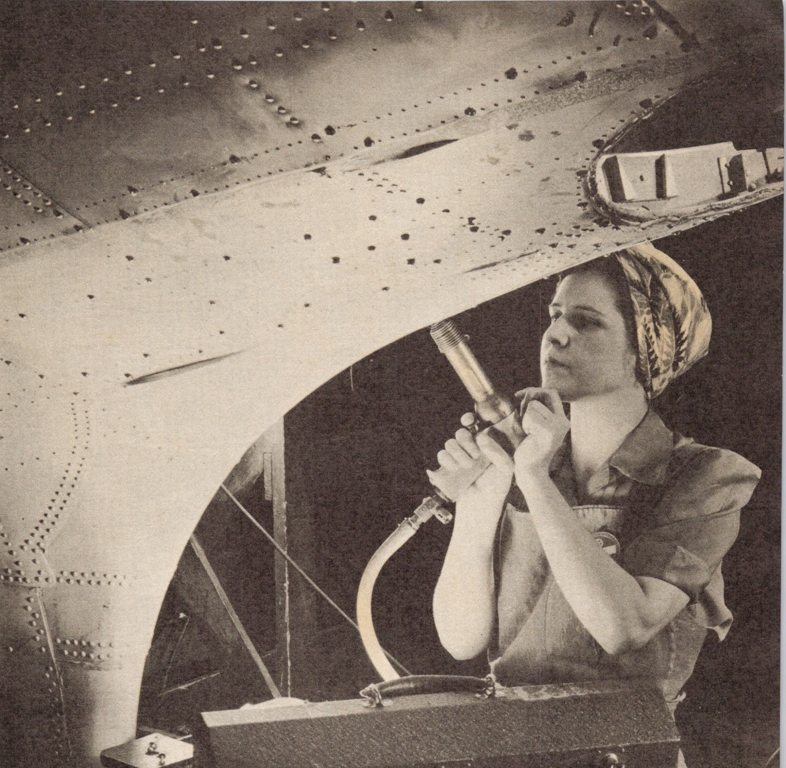 WWII Woman War Worker Magazine Print 1943 Homefront Propaganda Sepia Tone