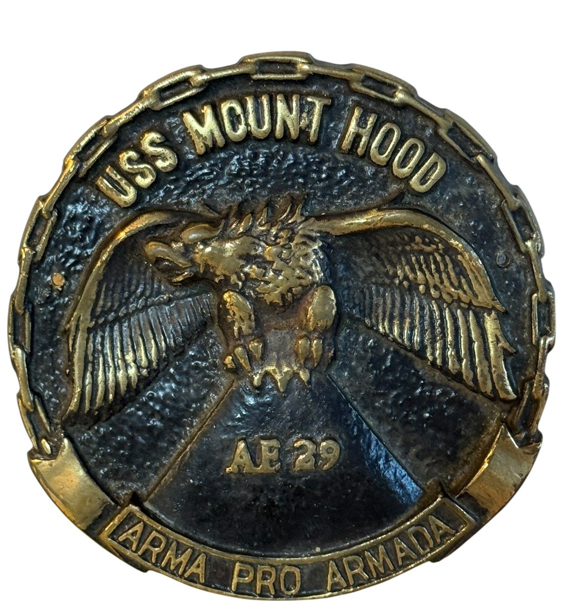Vintage USS Mount Hood Naval Bronze Plaque  6”