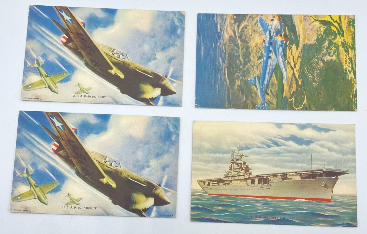 Vtg 1940's Mutoscope U.S. Military Postcards Lot Of 4