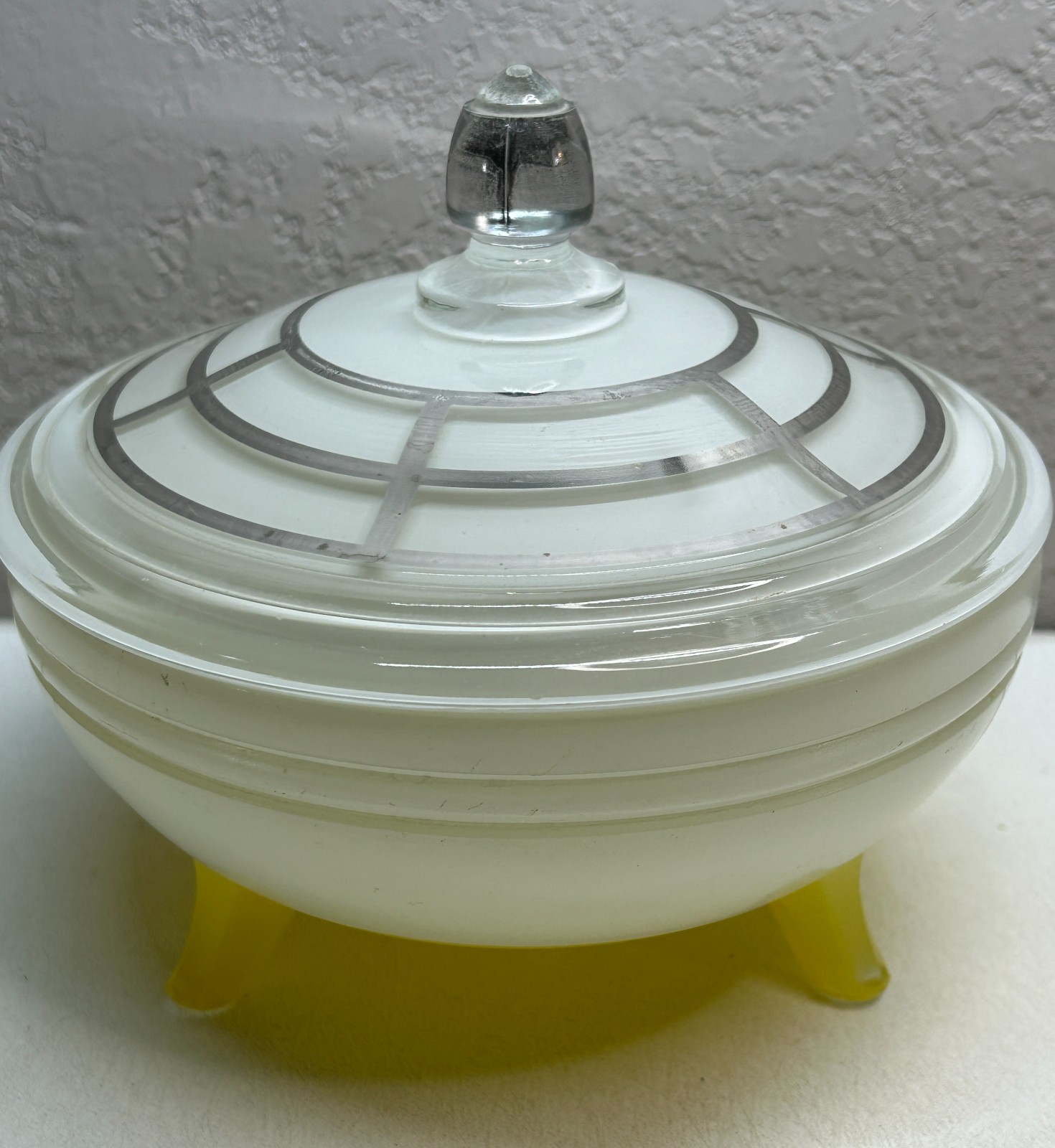 Authentic Art Deco Bohemian Glass Bonbonnière by Gebrüder Podbira Haida c. 1930s