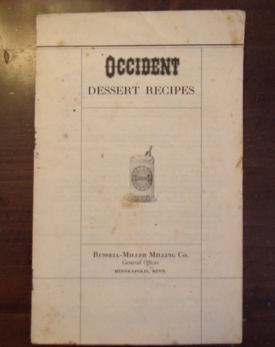 Occident Dessert Recipes Russle Miller Milling Co Vintage Cook Book Booklet