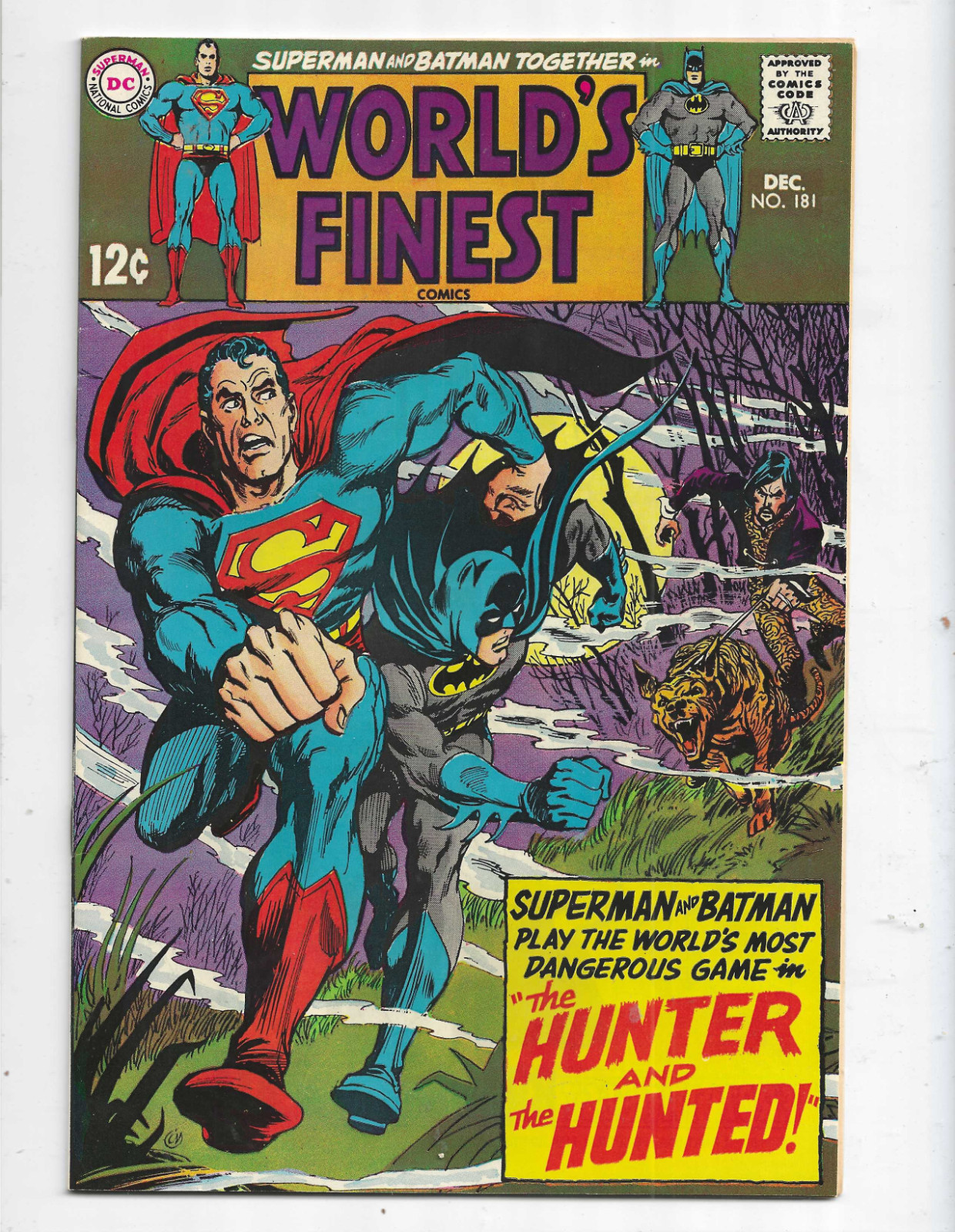 1968 DC-Worlds Finest-#181- The Hunter & the Hunted-12 Cents-Very Fine Plus 1968 DC-Worlds Finest-#181- The Hunter & the Hunted-12 Cents-Very Fine Plus