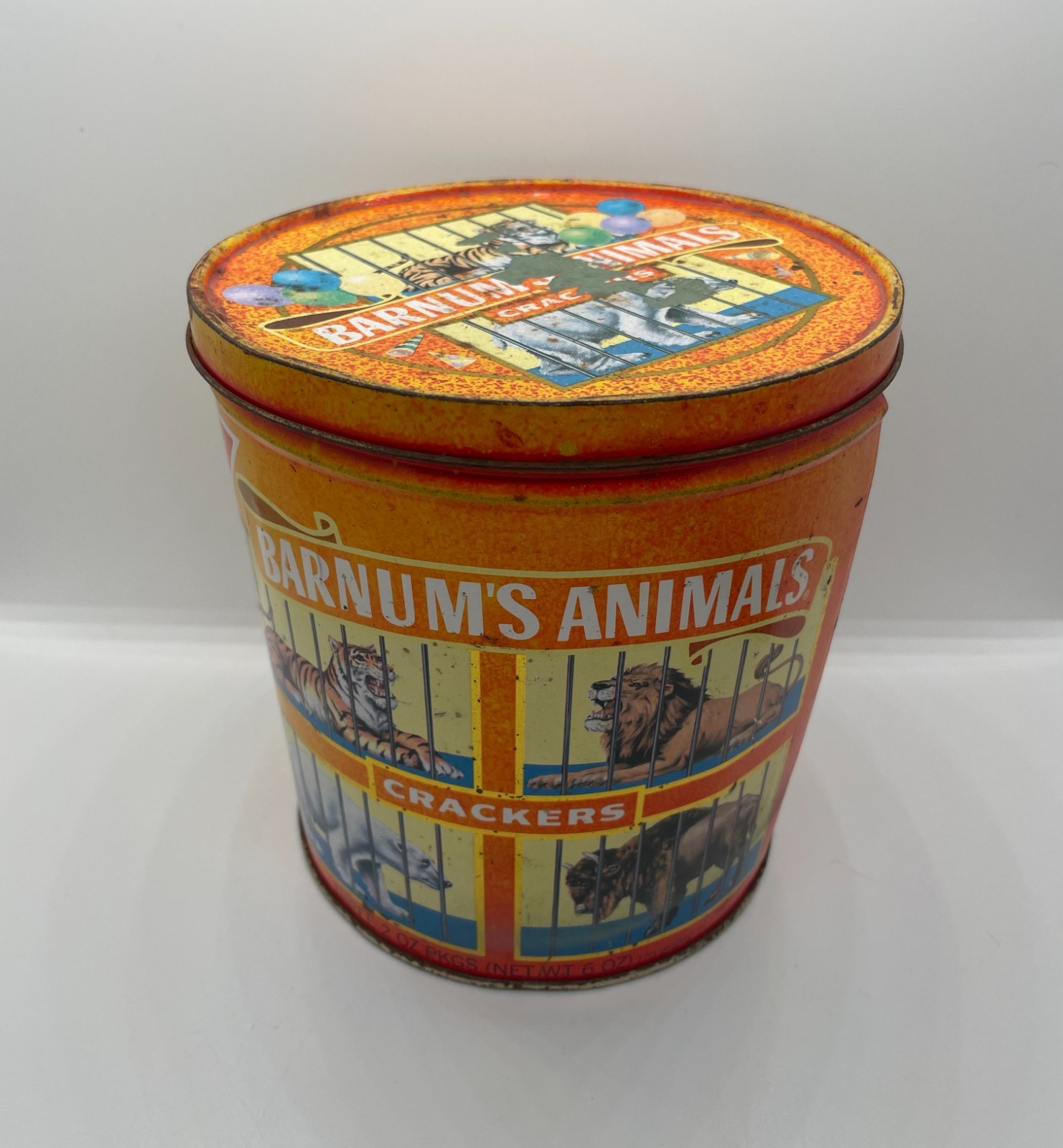 Vintage 1991 Nabisco Barnums Animal Crackers Circus Tin Can Pail Bucket 6