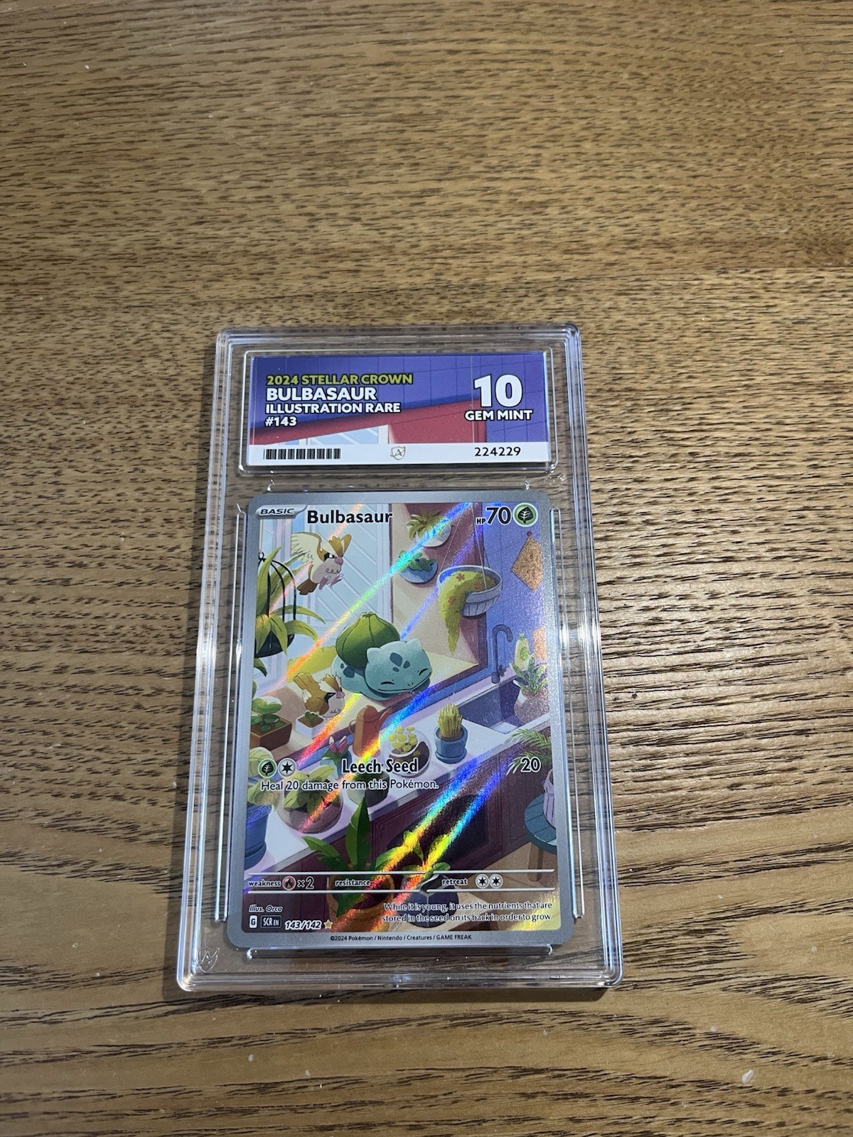 Pokémon TCG Bulbasaur Holo Card Illustration Stellar Crown Rare 143/142 ACE 10 Pokémon TCG Bulbasaur Holo Card Illustration Stellar Crown Rare 143/142 ACE 10