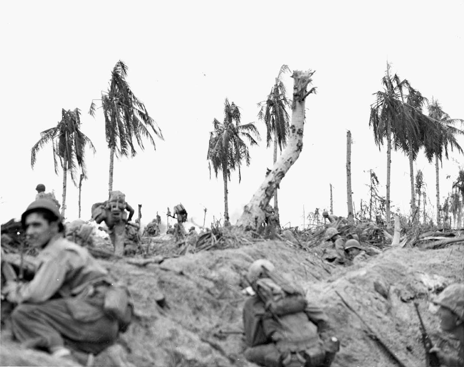 WWII Photo US Marines on Peleliu Beach USMC World War Two WW2 Pacific / 1879