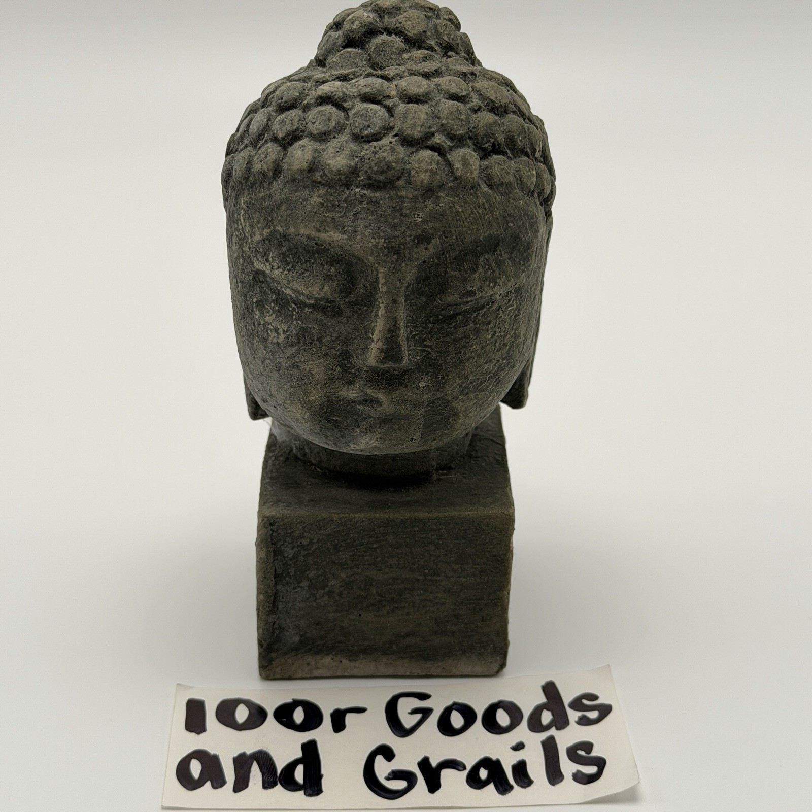 Vintage Buddha Head Statue Asian Buddhist Sculpture Cast Stone Concrete 5 x 2.5\