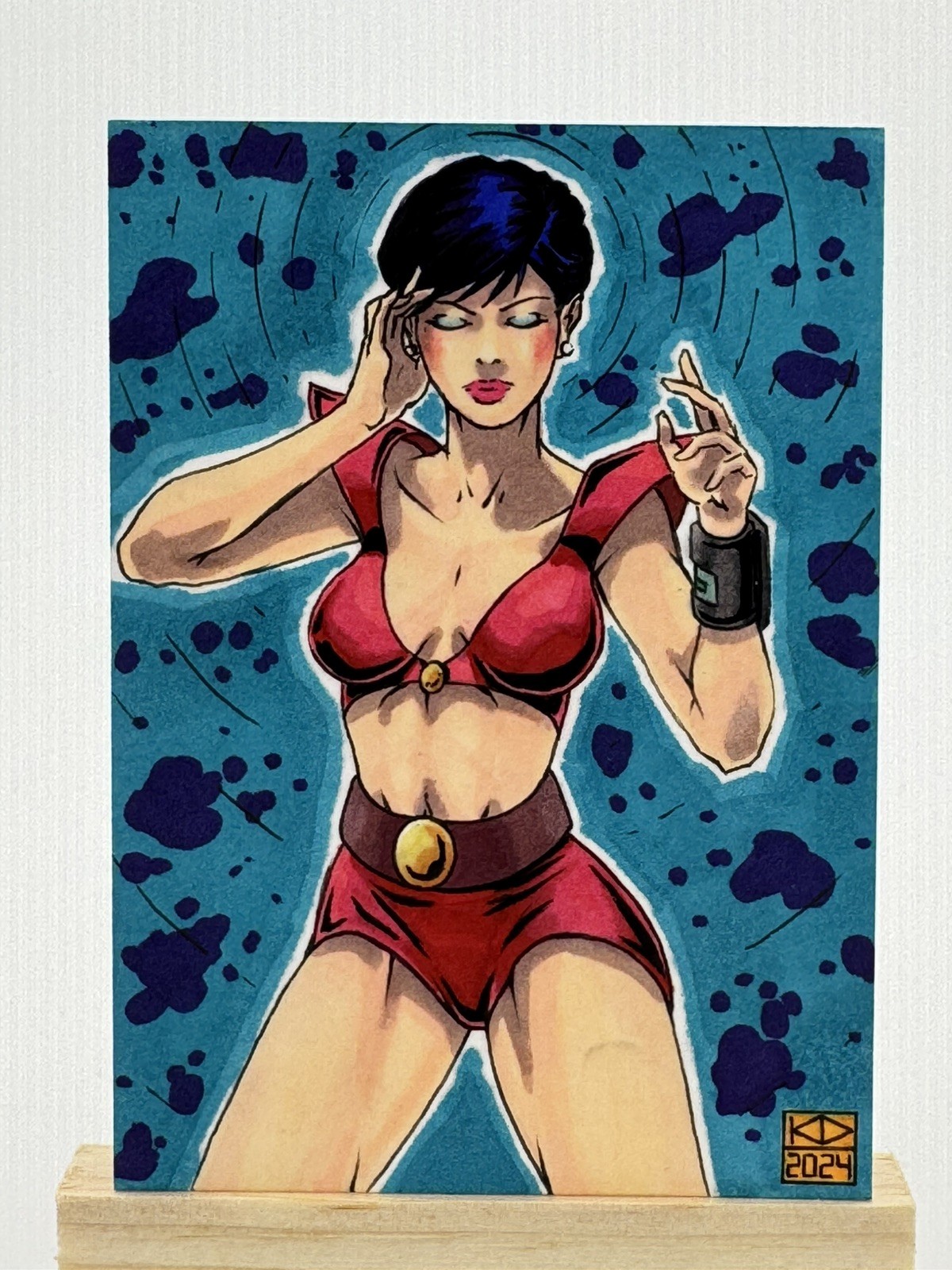 ACEO Original Art Sketch Card w/ Signed COA Pinup Diana Colby Golden Age Comics ACEO Original Art Sketch Card w/ Signed COA Pinup Diana Colby Golden Age Comics