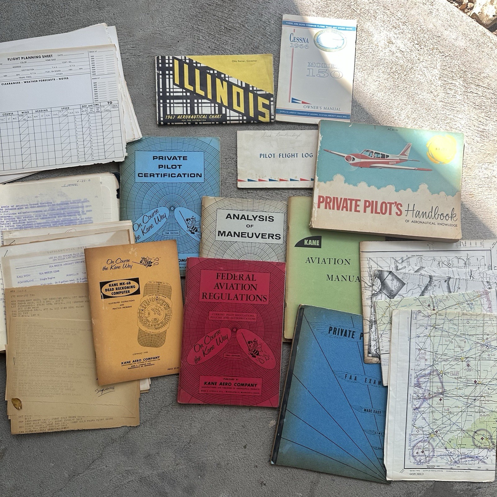 Vintage Aviation Manual Private Pilot Charts Lot Cessna 1966 Model 150 Kane Aero Vintage Aviation Manual Private Pilot Charts Lot Cessna 1966 Model 150 Kane Aero