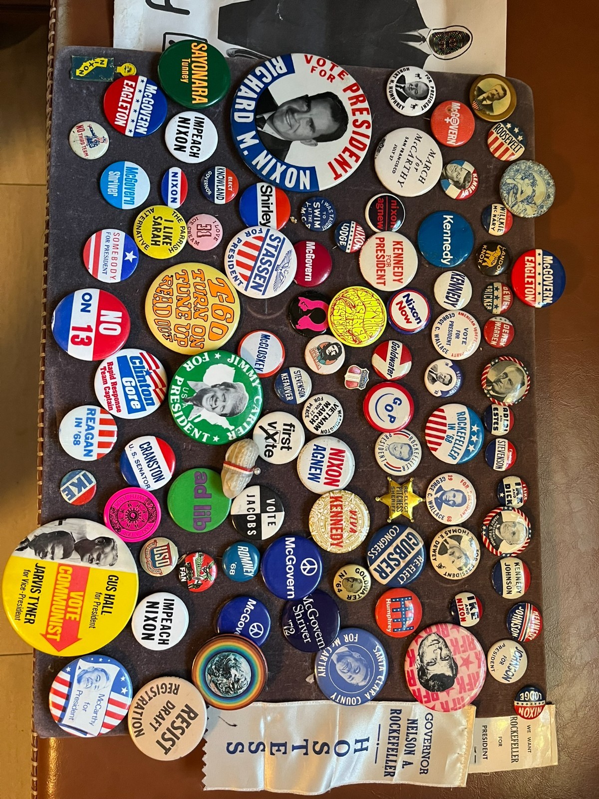 Collection of Vintage Political Button Pins- Roosevelt, Kennedy, Nixon and more