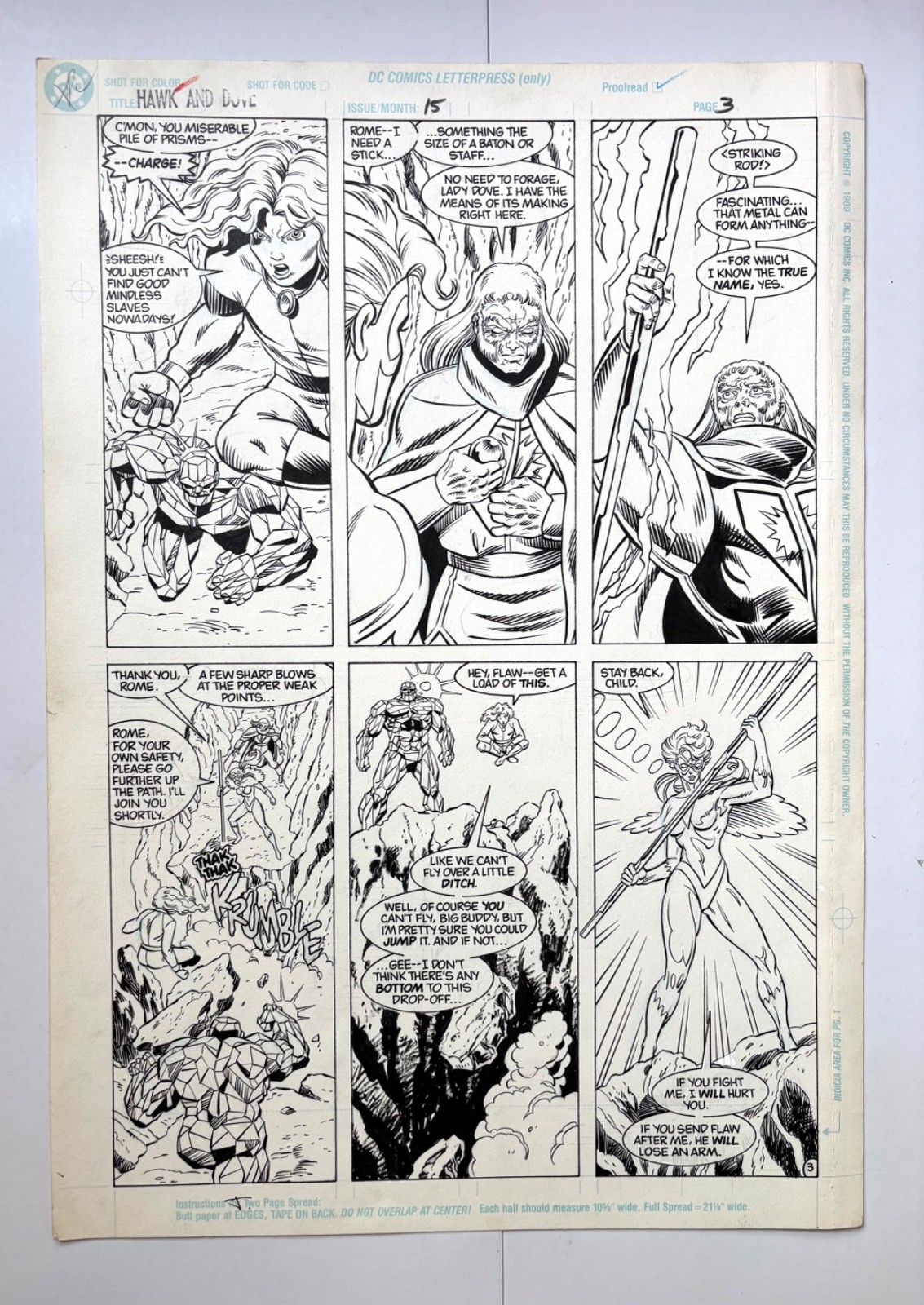 Hawk And Dove 15 Pg 3 Original Art By Greg Gugler And Scott Hanna 1990