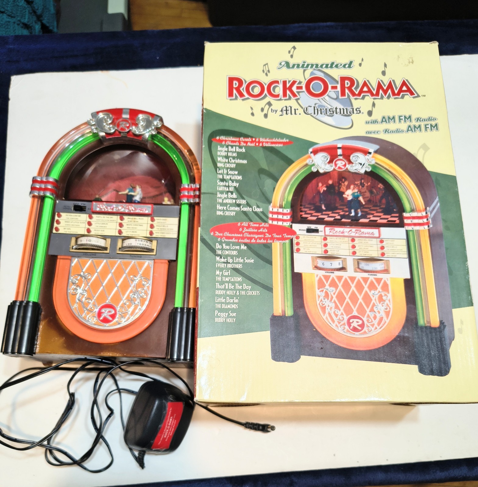Vintage Mr. ChristmasJukebox Dancers Lights Songs+Radiio AC Adapter Box 