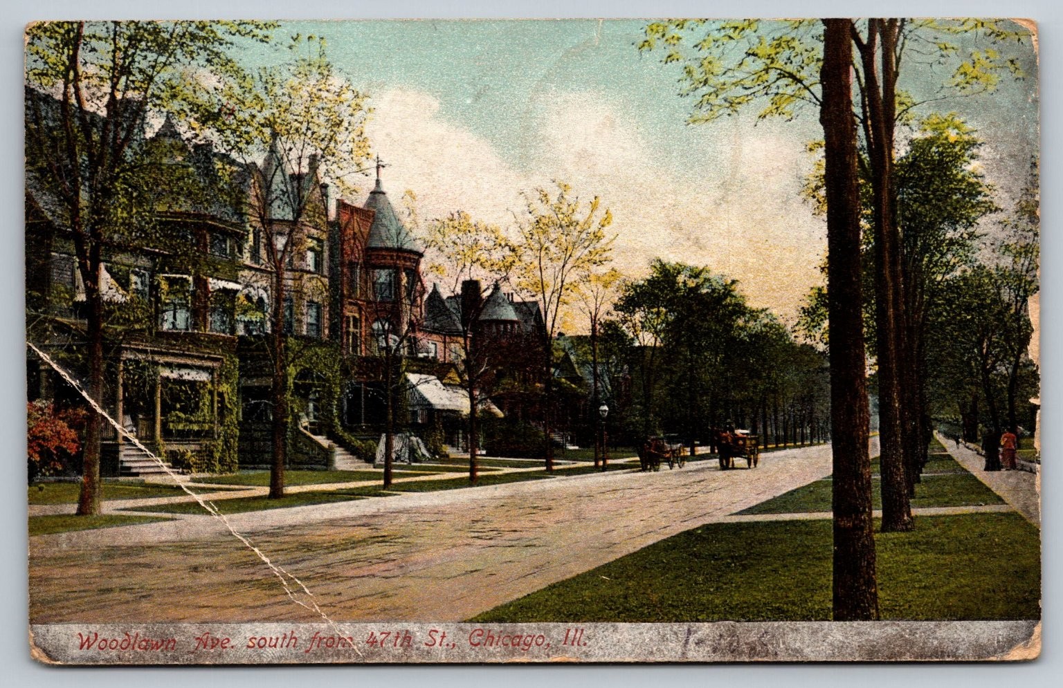 Vintage 1908 Woodlawn Ave Chicago Postcard from 47th St Historic View Vintage 1908 Woodlawn Ave Chicago Postcard from 47th St Historic View