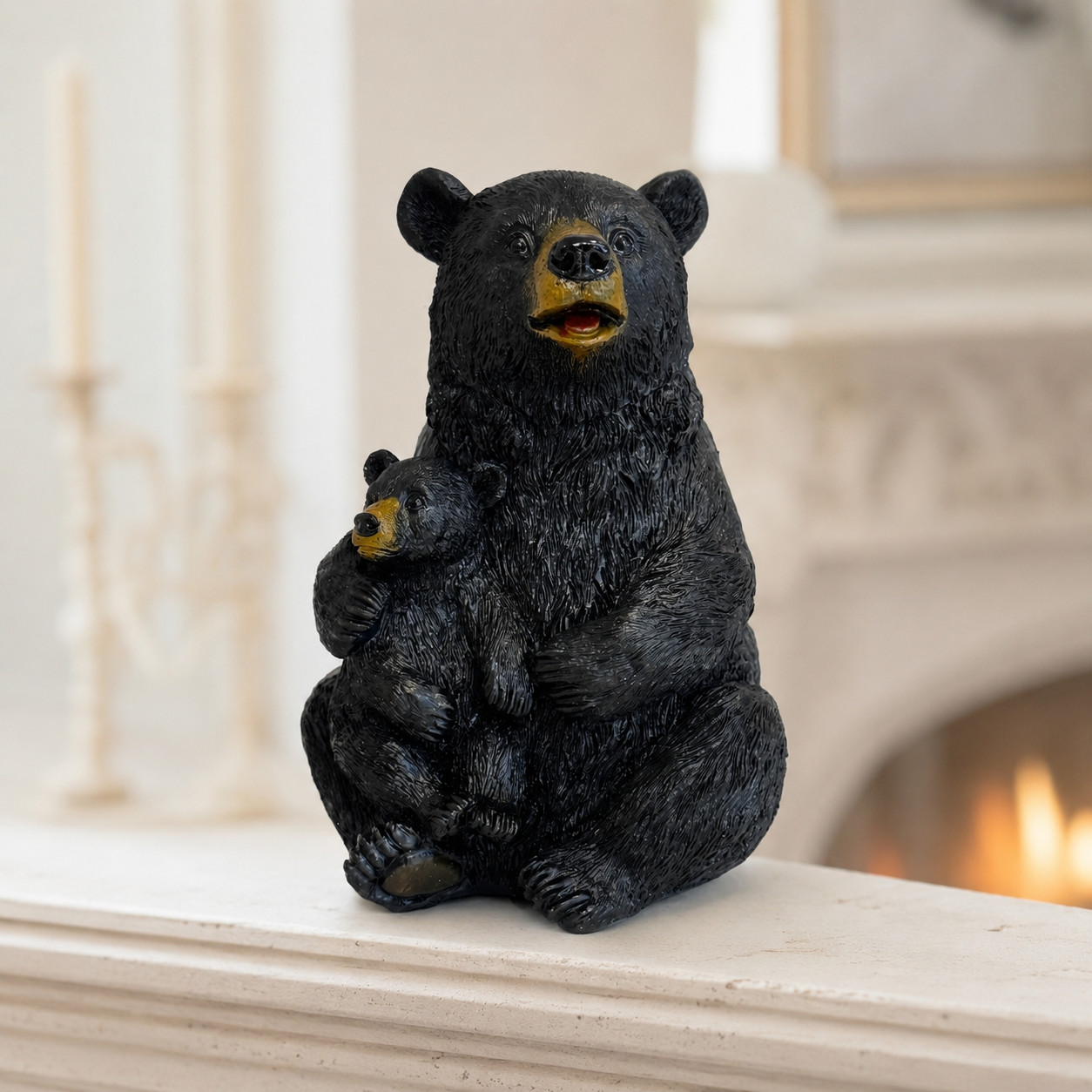 Handmade Ceramic Black Bear Figurine With Cub Wildlife Decor Rustic Gift 5 Inch Handmade Ceramic Black Bear Figurine With Cub Wildlife Decor Rustic Gift 5 Inch