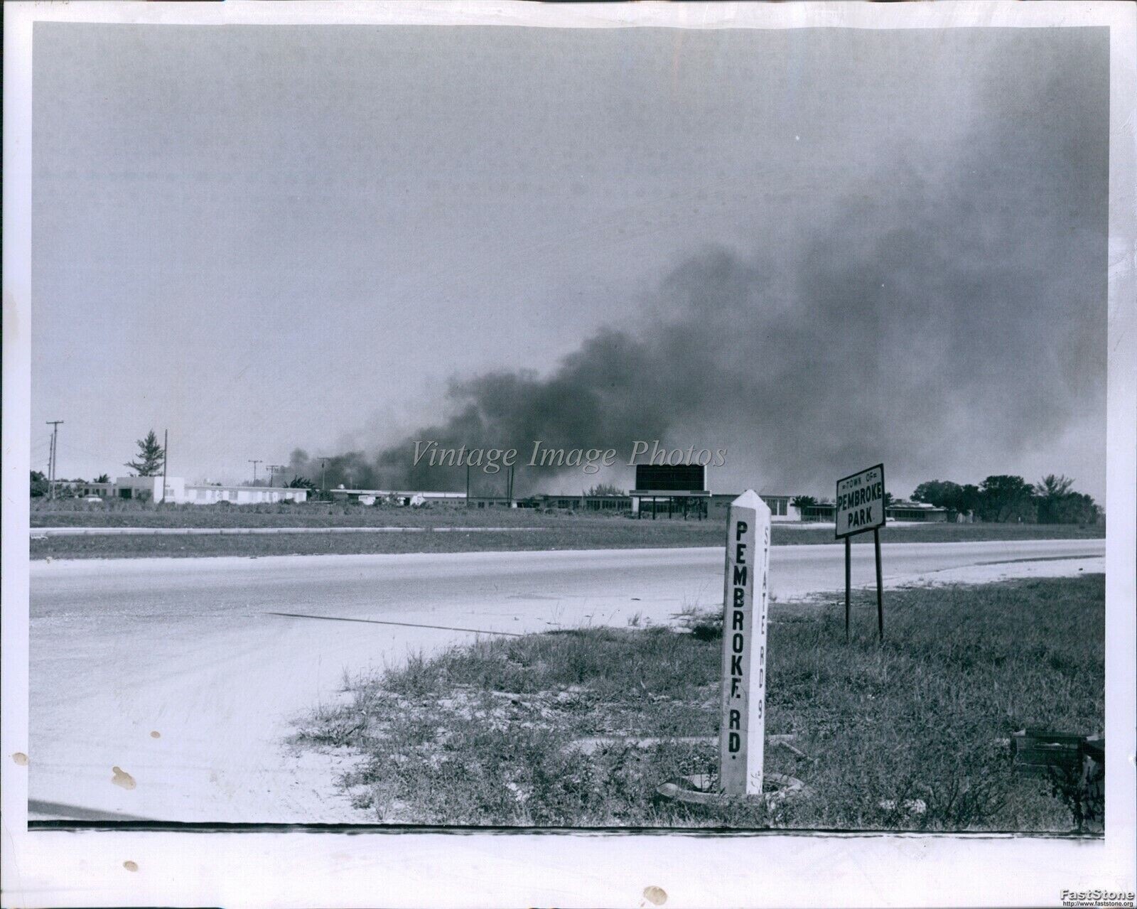 1963 Smelly Smoke Rises From Hallendale Fl Garbage Dump Site Firemen Photo 8x10