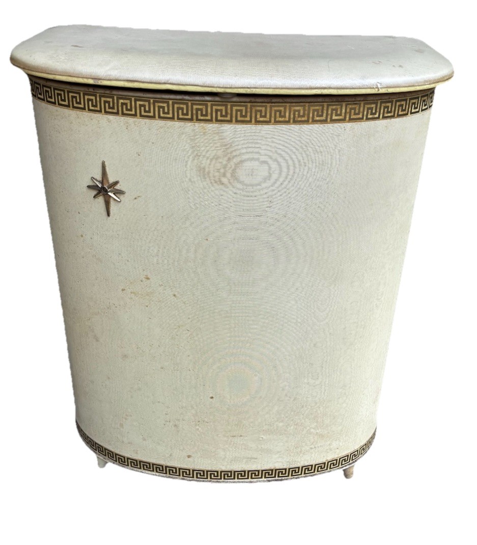 Antique  1940s Regency Detecto Luxury Laundry Hamper K500 Sunburst Gold Nice 