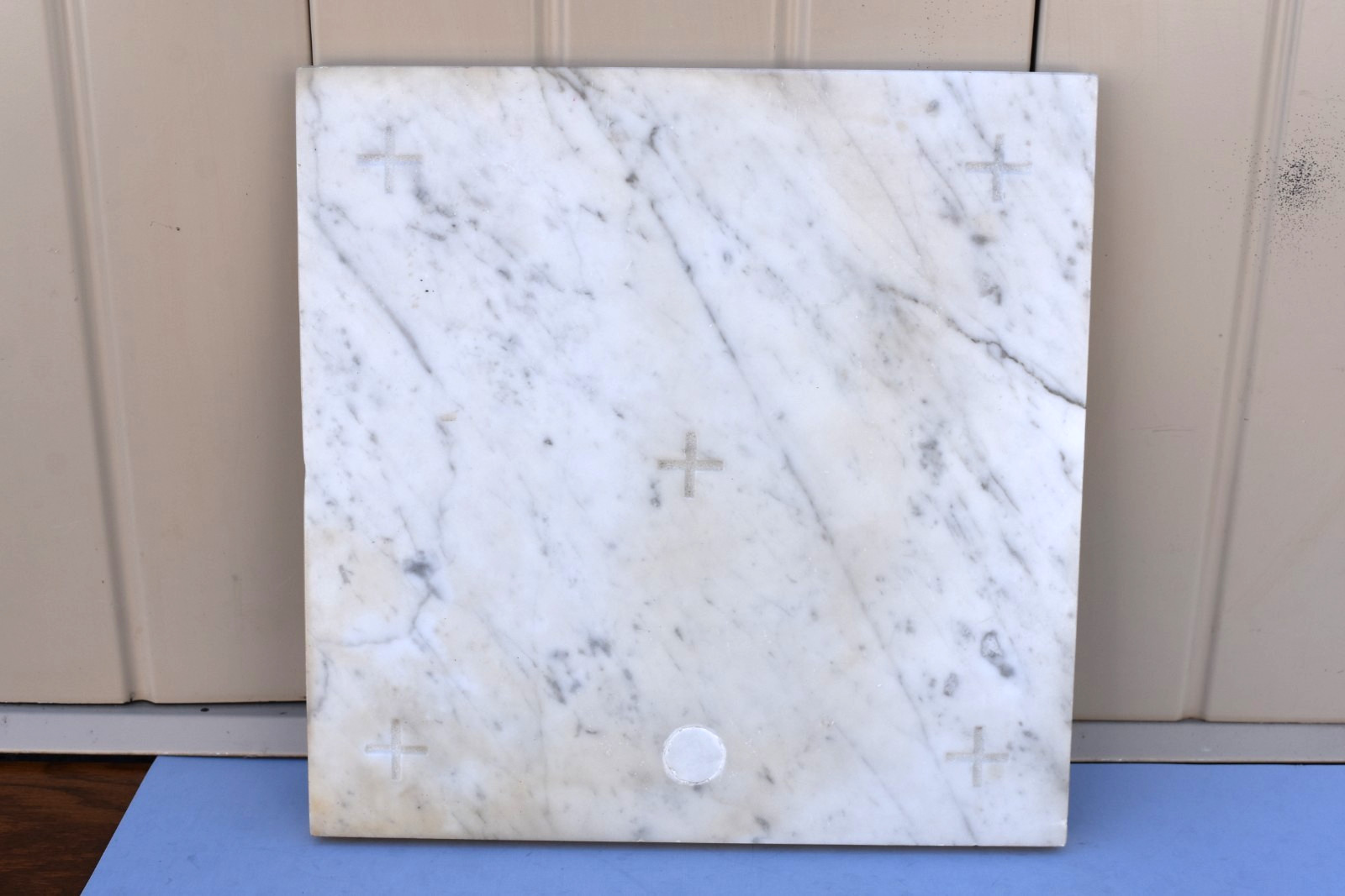 Older Vintage Marble Altar Stone with Relics and Document on Back, c.1956 (CU63)