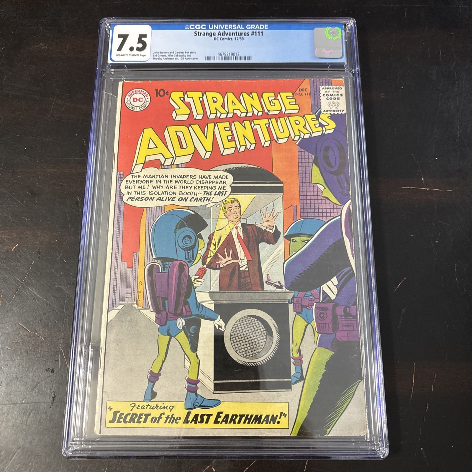 Vintage Strange Adventures #111 12/59 CGC Universal Grade 7.5 DC Comic Book.