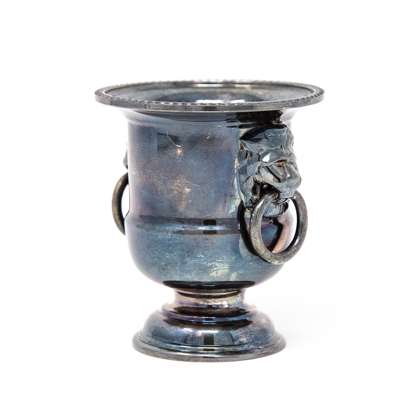 Vintage Viners of Sheffield Miniature Wine Cooler Silverplated, Lion Heads Vintage Viners of Sheffield Miniature Wine Cooler Silverplated, Lion Heads