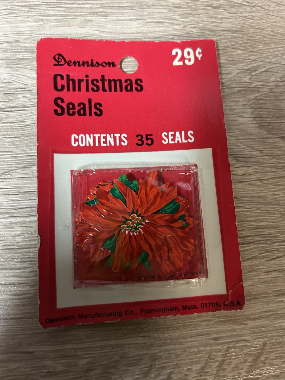 27 Vintage Dennison POINSETTIA  Christmas Seals unused opened  package