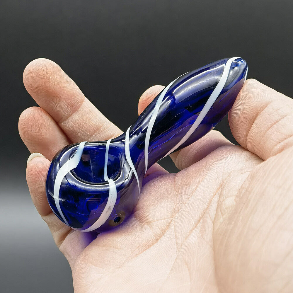 3'' Blue Ladle Hand Pipe Smoking Glass Pipes.