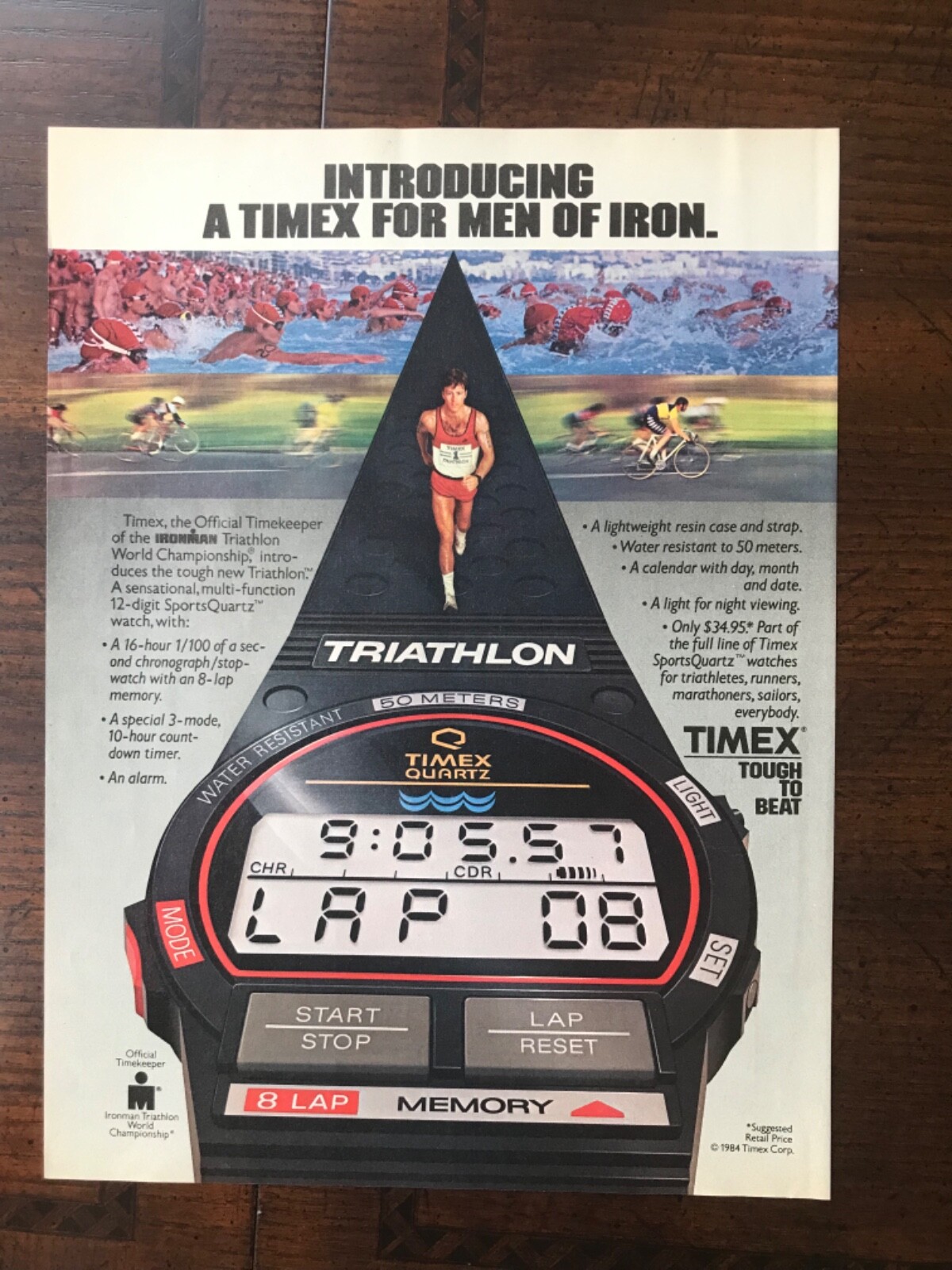 1984 vintage original print ad Timex Triathlon Watch A Timex For Men Of Iron 1984 vintage original print ad Timex Triathlon Watch A Timex For Men Of Iron