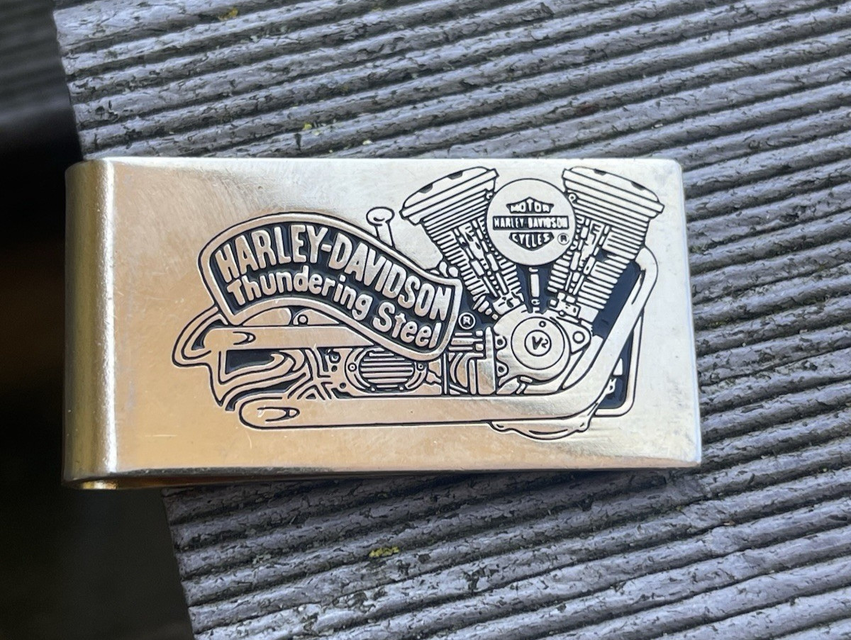 Genuine Vintage Harley Davidson Thundering Steel Money Clip Brass