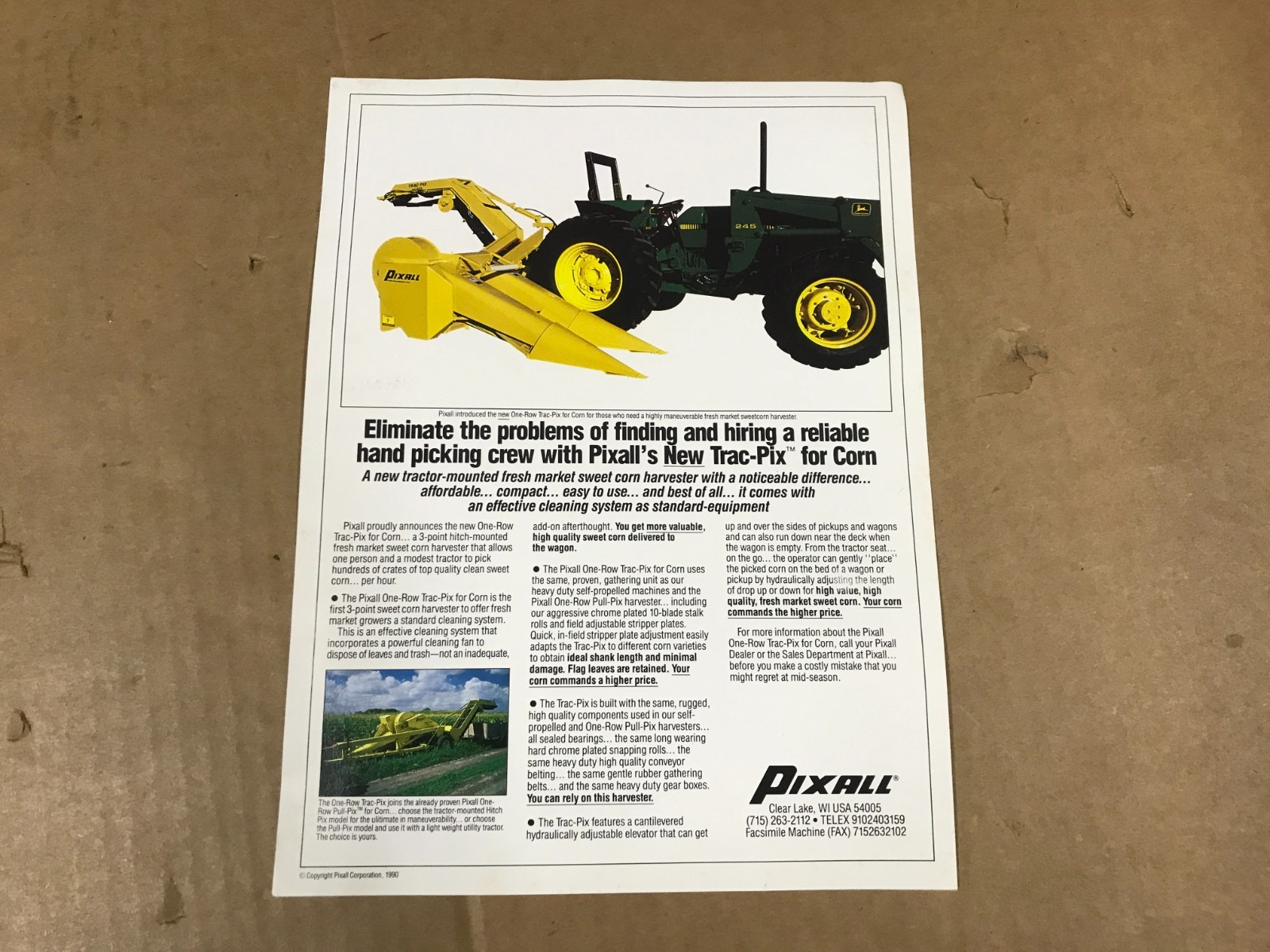 Vintage Pixall Trac-Pix Salesman Flyer Vintage Pixall Trac-Pix Salesman Flyer